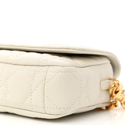 Christian Dior Supple Calfskin Cannage Caro Pouch with Chain Latte 9 of 9