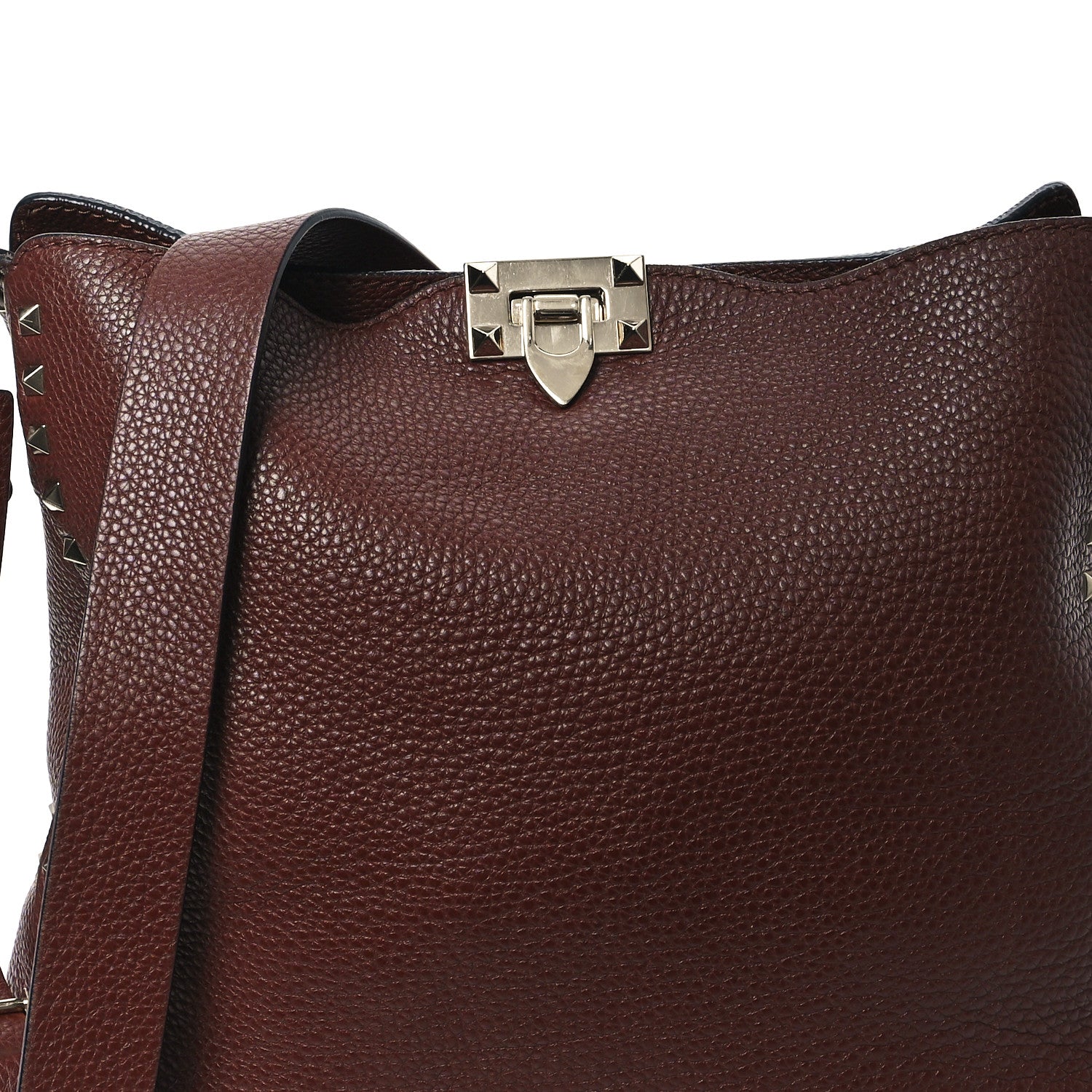 Valentino Garavani Pebbled Calfskin Large Rockstud Flip-Lock Messenger Bag Brown 7 of 11