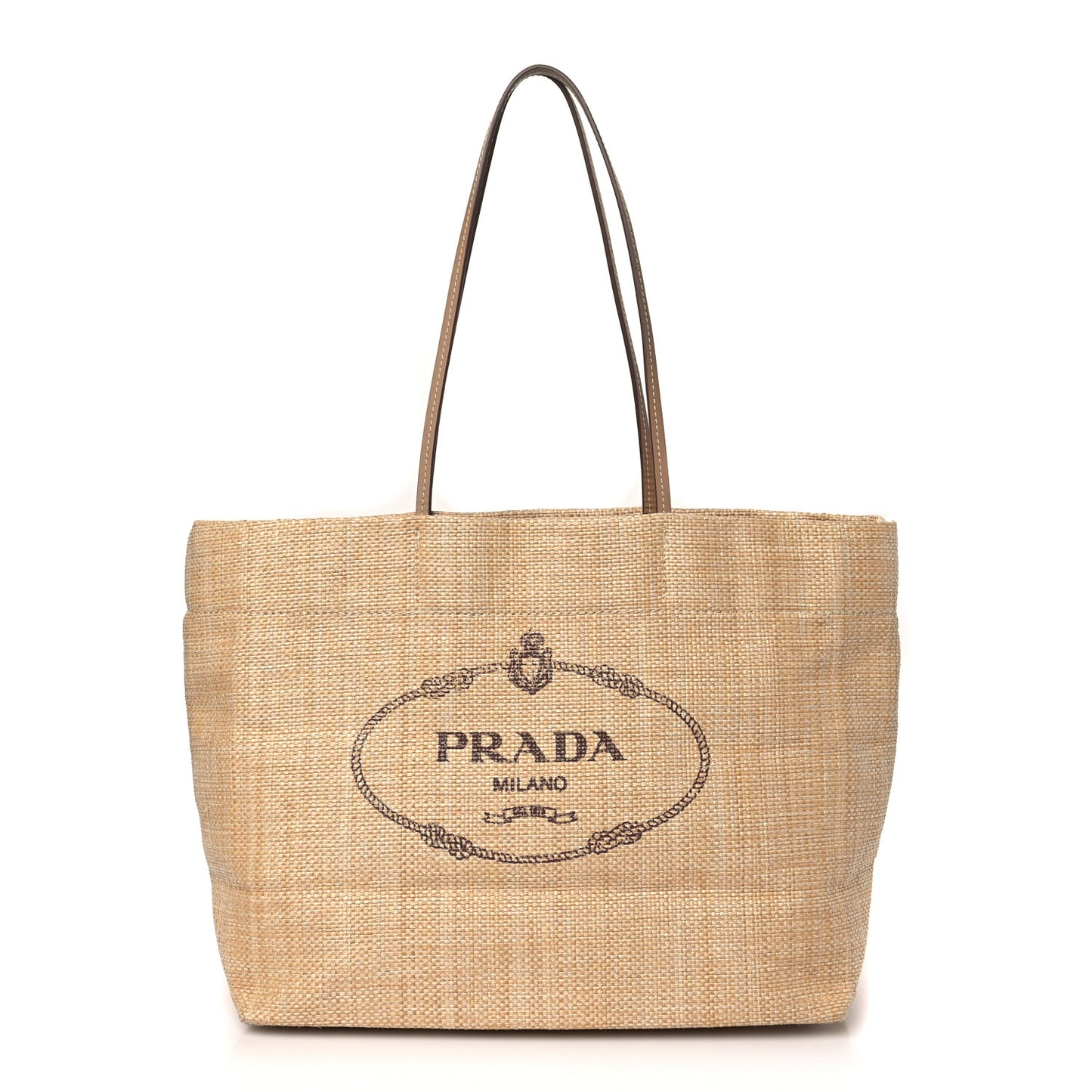 Raffia Logo Tote Naturale