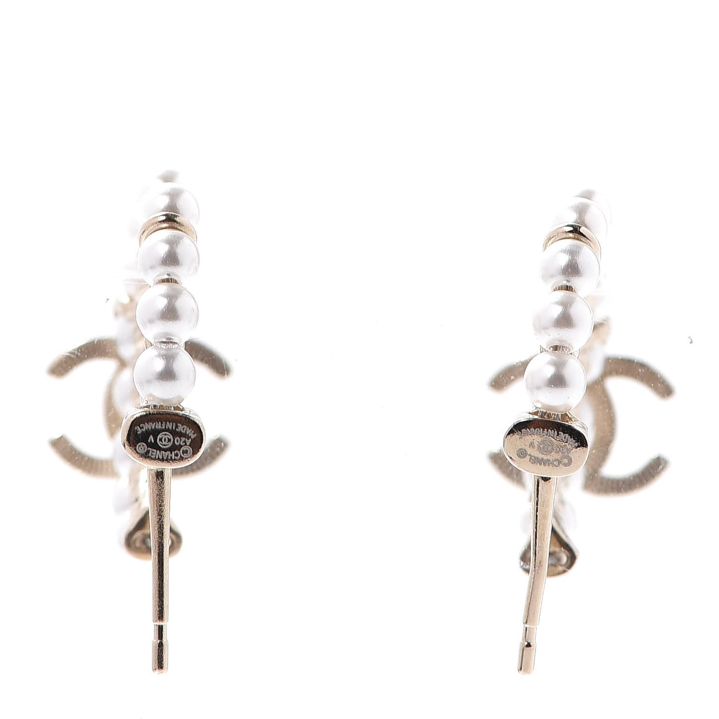 Pearl Charms CC Hoop Earrings Gold