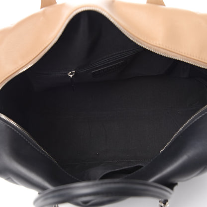 Chanel Calfskin Quilted Bi-Color Feather Weight Bowling Bag Black Beige 5 of 10