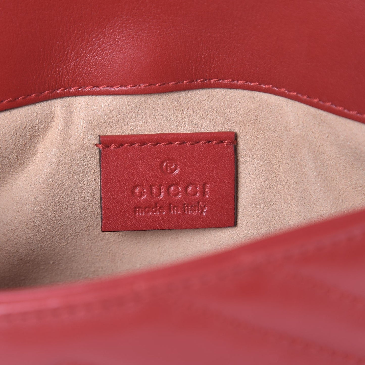 Calfskin Matelasse Super Mini GG Marmont Shoulder Bag Hibiscus Red