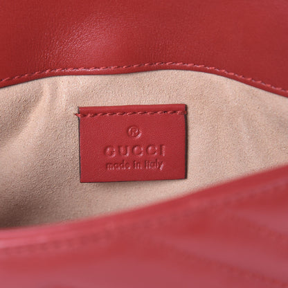 Gucci Calfskin Matelasse Super Mini GG Marmont Shoulder Bag Hibiscus Red 6 of 8