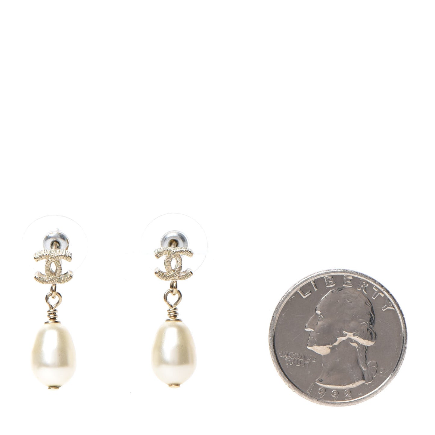 Pearl CC Drop Earrings Gold