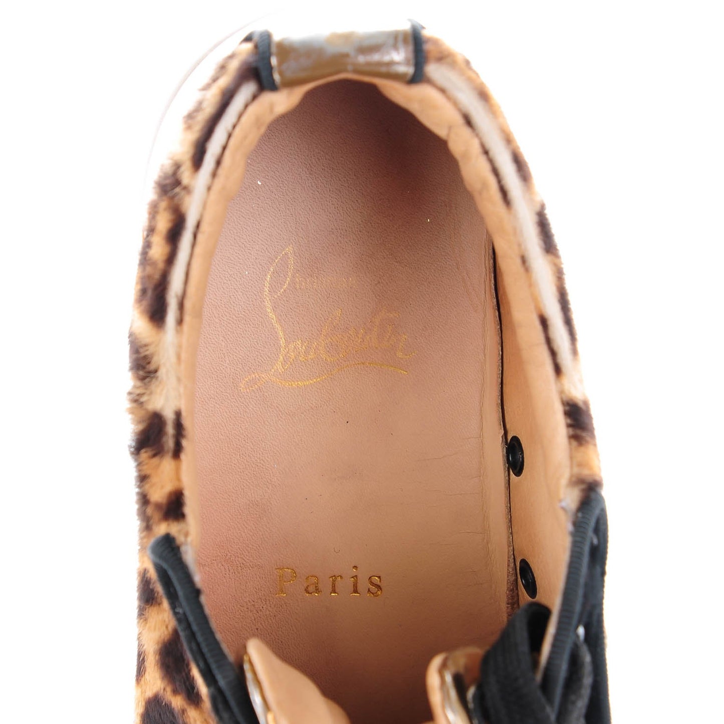 Canvas Leopard Print Louis Junior Spikes Flat Sneakers 36 Red
