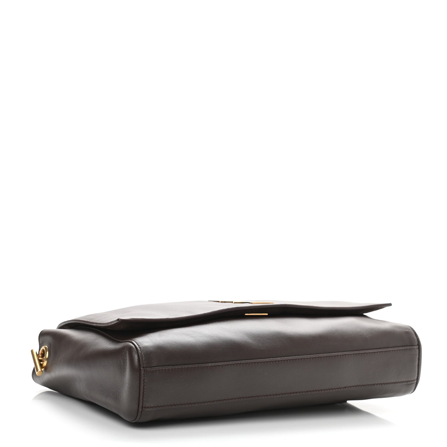 Saint Laurent Smooth Calfskin Suede Medium Reversible Monogram Kate Satchel Military Brown 4 of 9