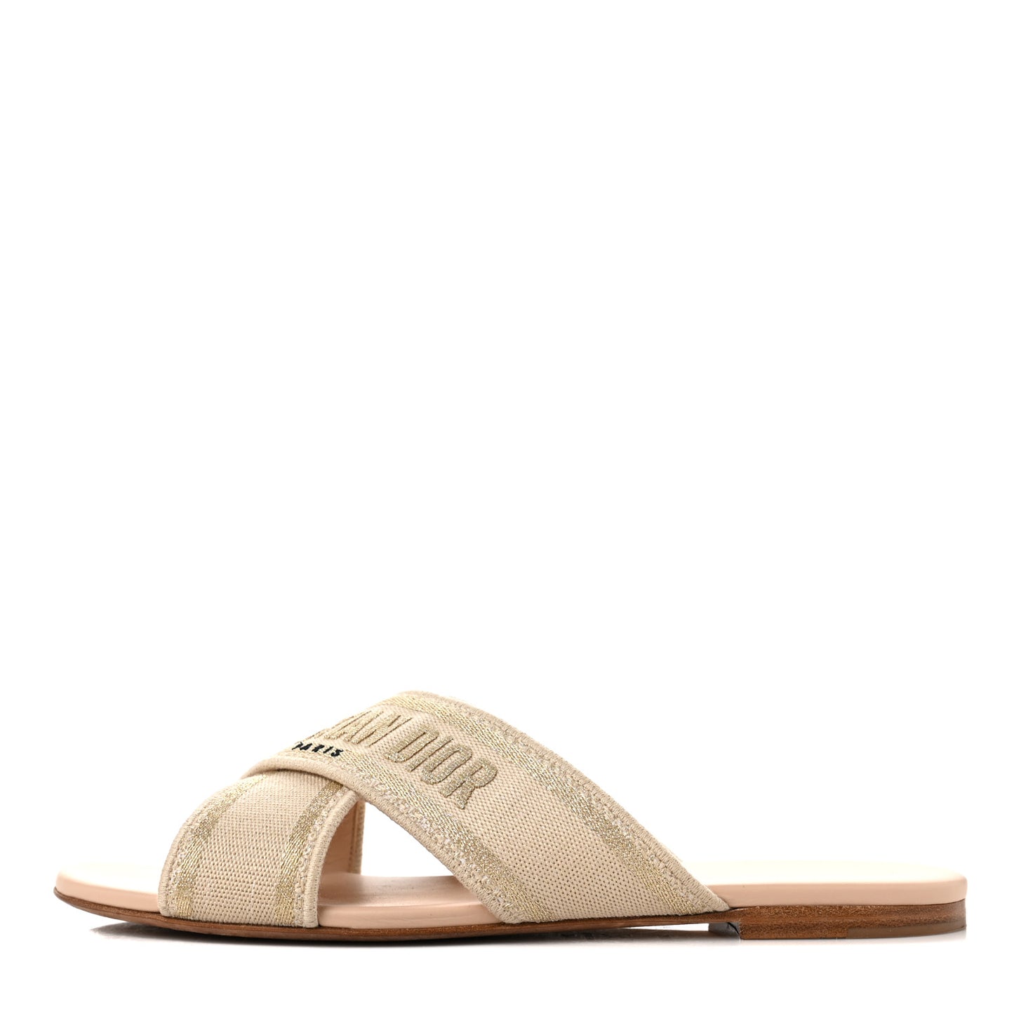 Lurex Romance Embroidered Dway Criss Cross Slide Sandal 40 Gold Beige