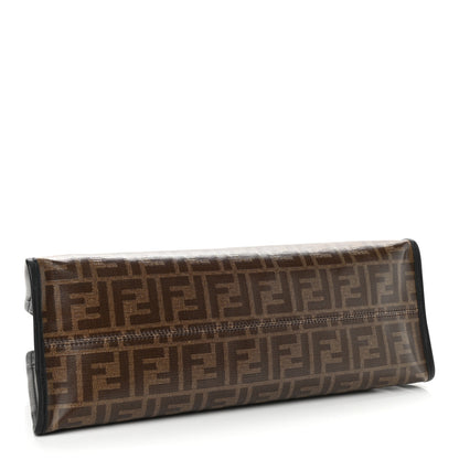 Fendi Glazed Fabric Vitello Century FF 1974 Stamp Patch Medium Peekaboo Defender Cover Mogano Panna Black 4 of 11