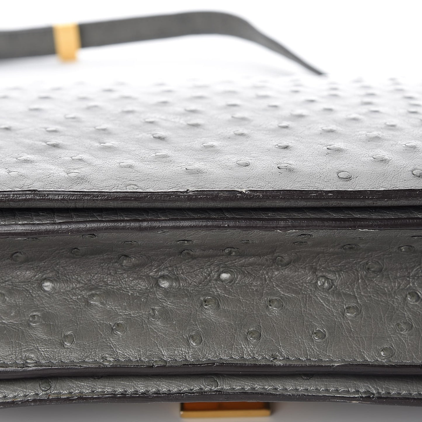 Ostrich Medium Classic Box Flap Bag Storm