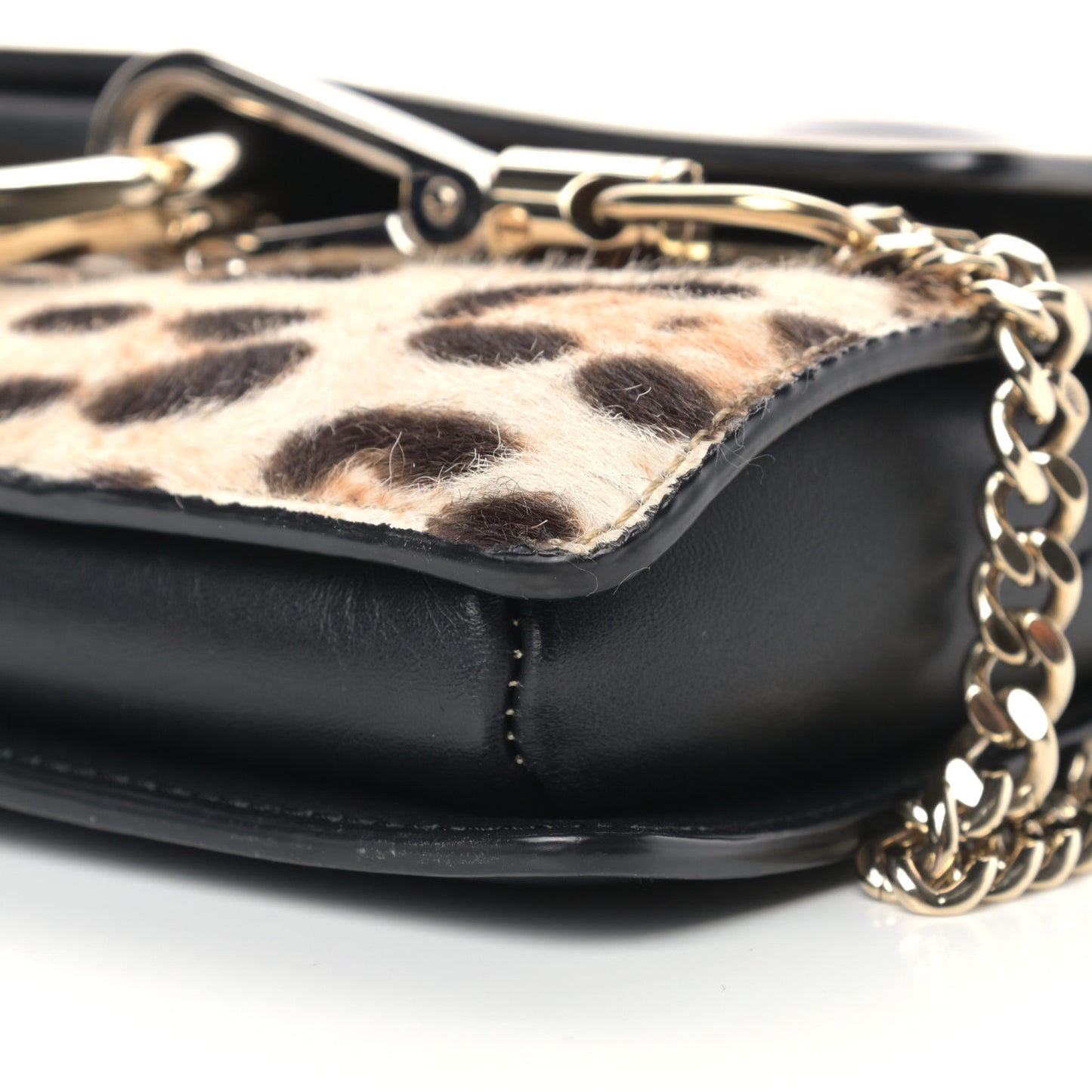 Calfskin Pony Hair Leopard Print Small Faye Shoulder Bag Abstract White
