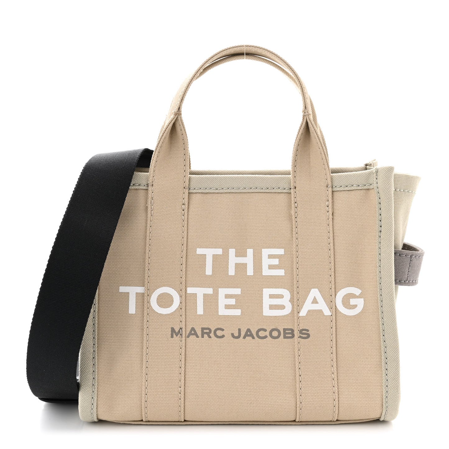 Cotton Canvas Colorblock Small The Traveler Tote Bag Beige Multicolor