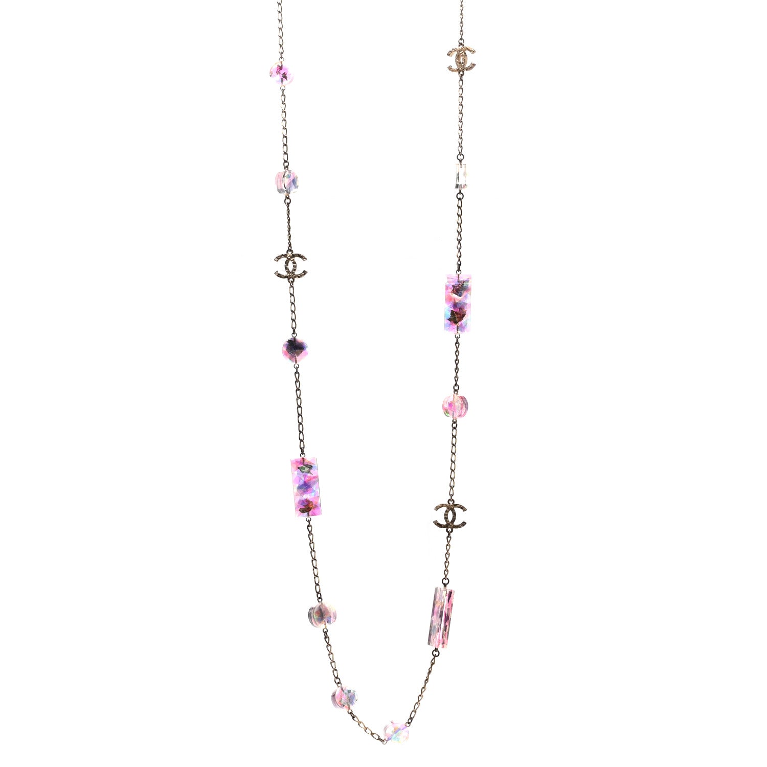 Chanel Bead CC Long Necklace Gold Multicolor 1 of 6