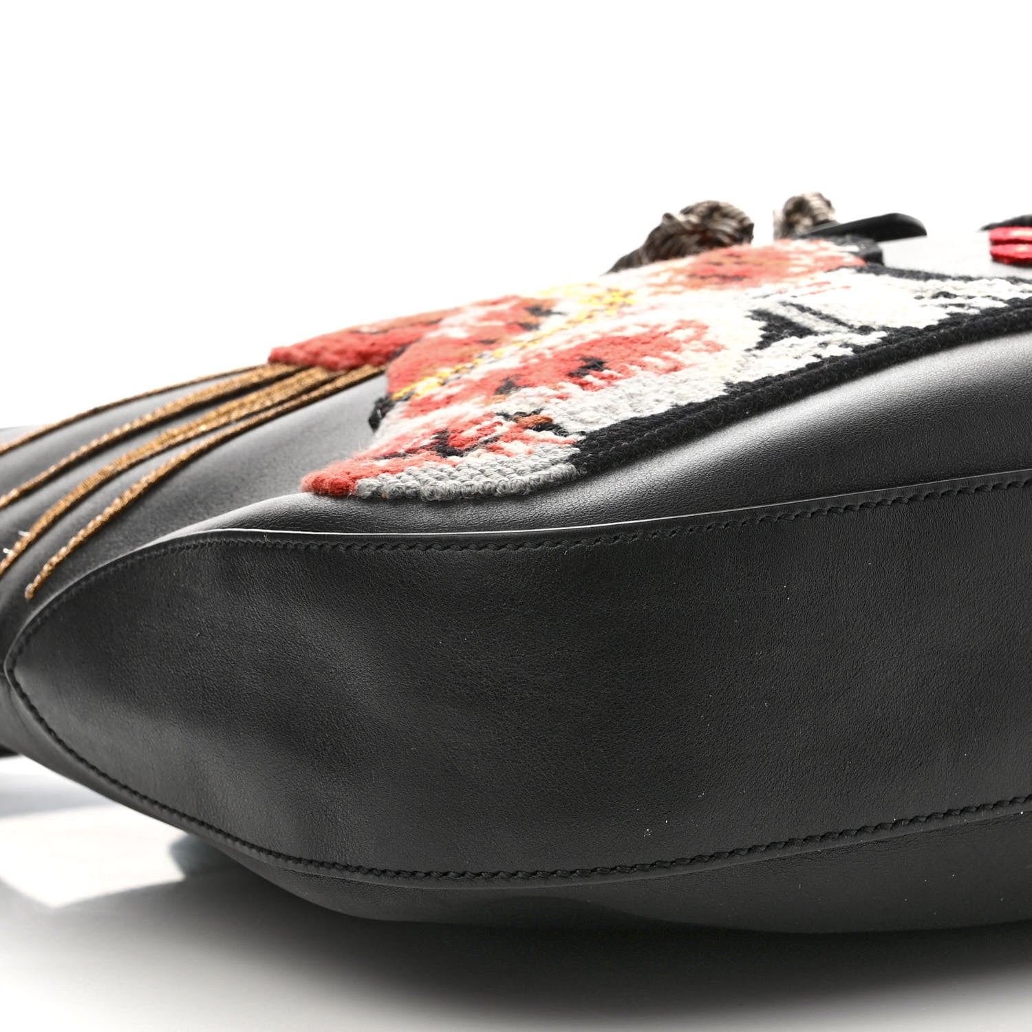 Gucci Calfskin Dog Embroidered Large Dionysus Hobo Black 8 of 10