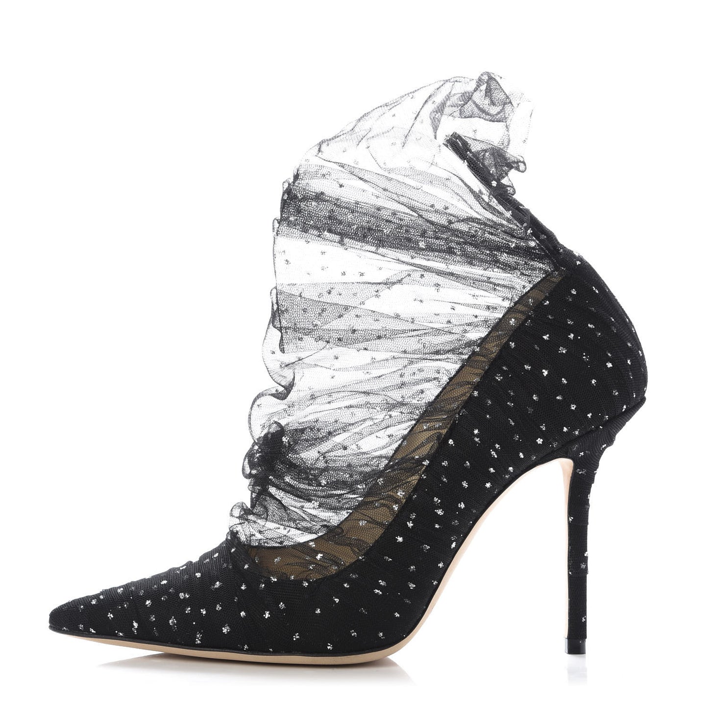 Suede Tulle Lavish 100 Pumps 38.5 Black Silver