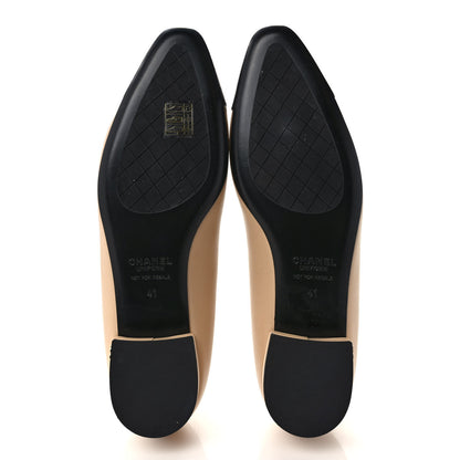 Chanel Lambskin Cap Toe Ballerina Flats 41 Beige Black 5 of 8