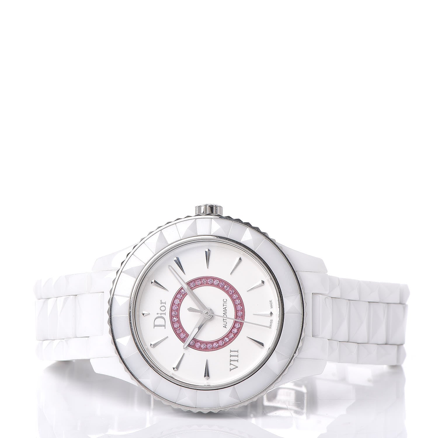 Christian Dior Stainless Steel Ceramic Pink Sapphire 38mm Dior VIII Automatic Watch White 3 of 7