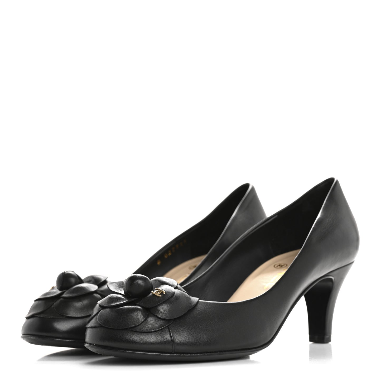 Lambskin Camellia Pumps 37.5 Black