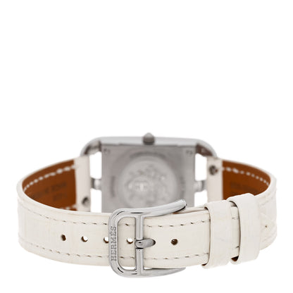 Hermes Stainless Steel Alligator Diamond Pave 23mm Cape Cod Quartz Watch Blanc 3 of 5