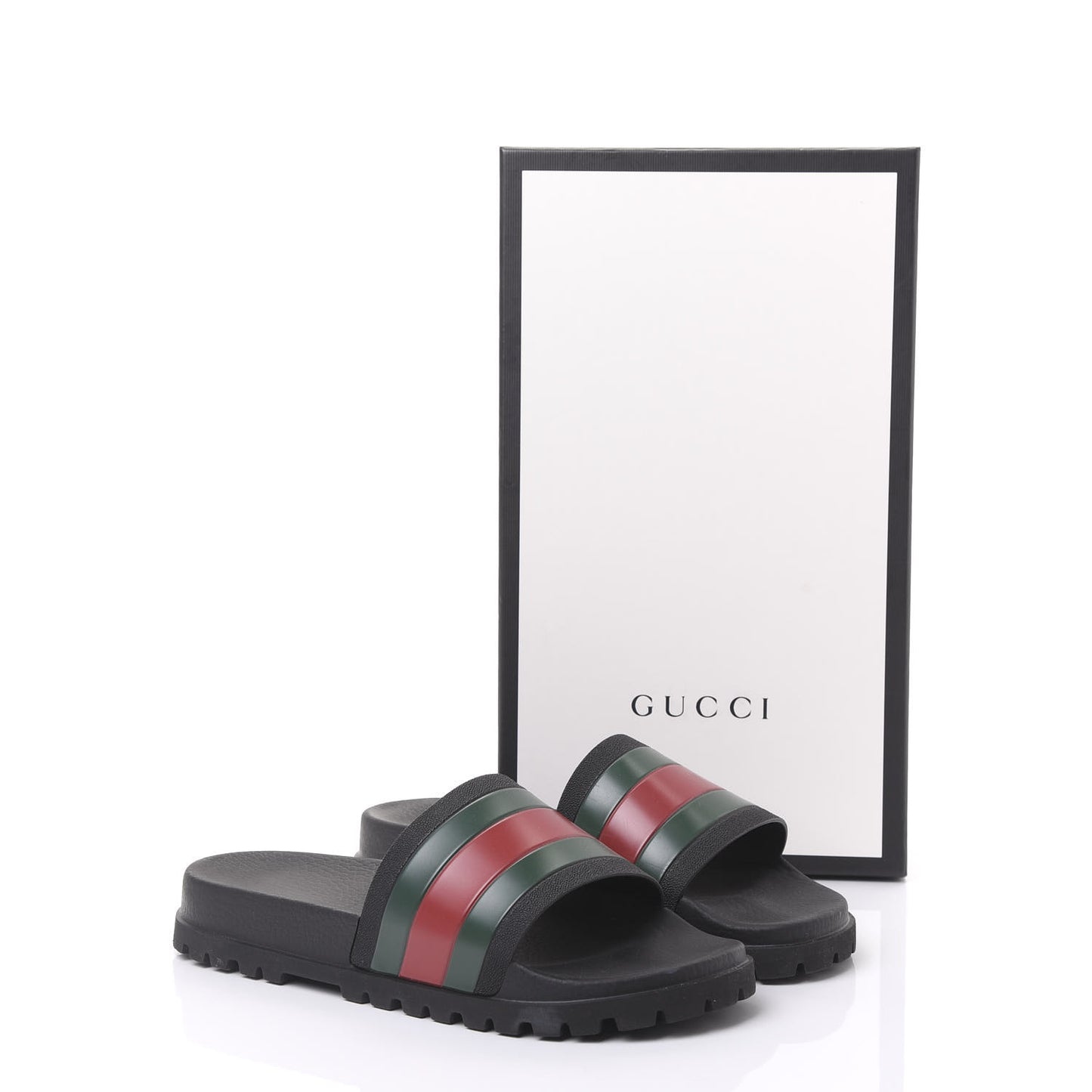 Rubber Web Mens Lug Sole Slide Sandals 9 Black Green Red