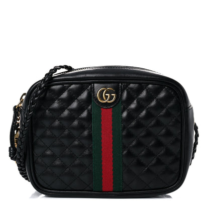 Gucci Calfskin Trapuntata Web Mini GG Shoulder Bag Black 1 of 16