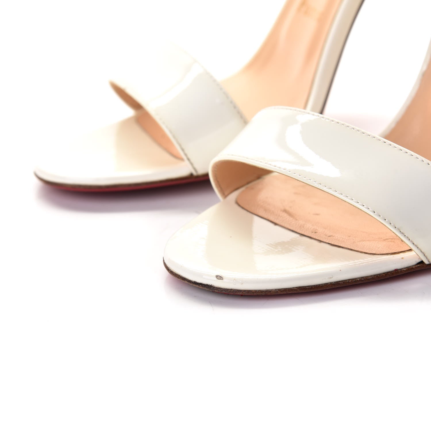 Christian Louboutin Patent Calfskin Choca 100 Strappy Sandals 38 Latte 2 of 14