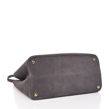 Prada Scamosciato Suede Medium Double Bag Tote Grigio 5 of 9