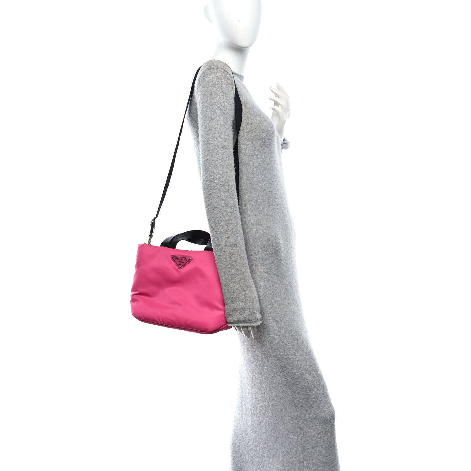 Prada Tessuto Nylon Soft Padded Shopping Tote Fuxia 2 of 9