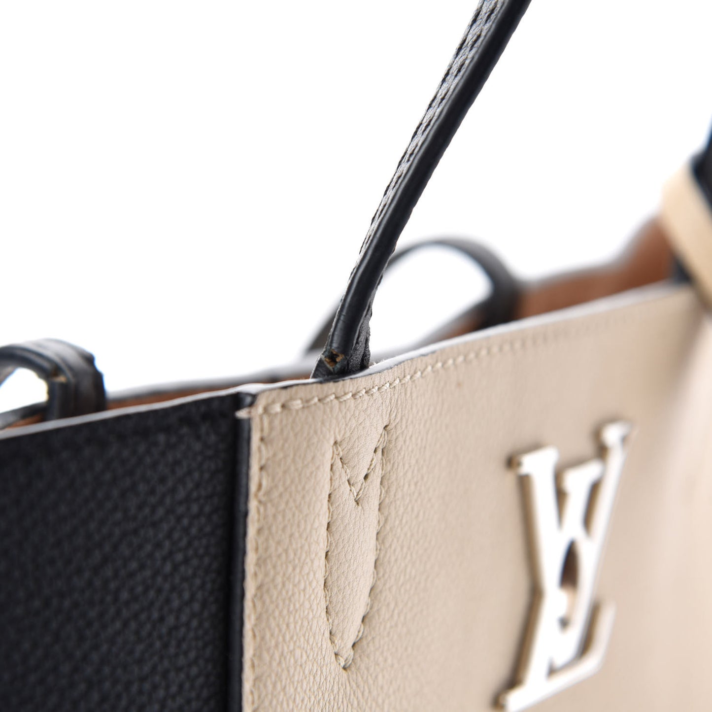 Calfskin Lockme Go Tote Black Vanilla