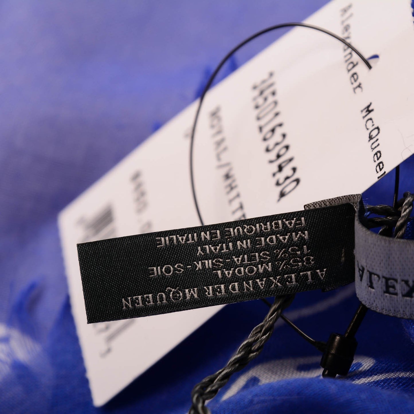 Modal Silk Degrade Skull Scarf Royal Blue White