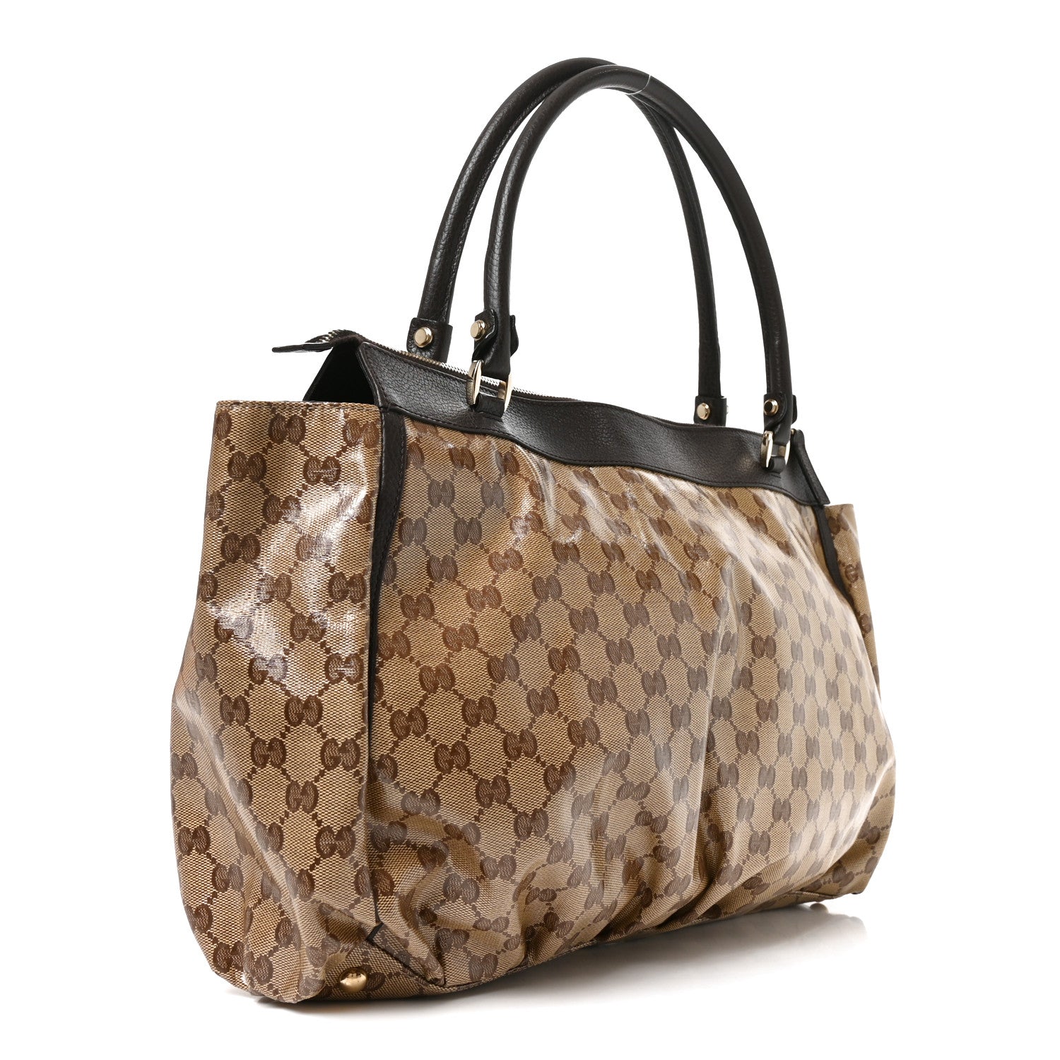Gucci Crystal Monogram Large D Gold Ring Tote Dark Brown 3 of 11