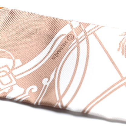Hermes Silk Ex-Libris Twilly Beige White Caramel 3 of 4