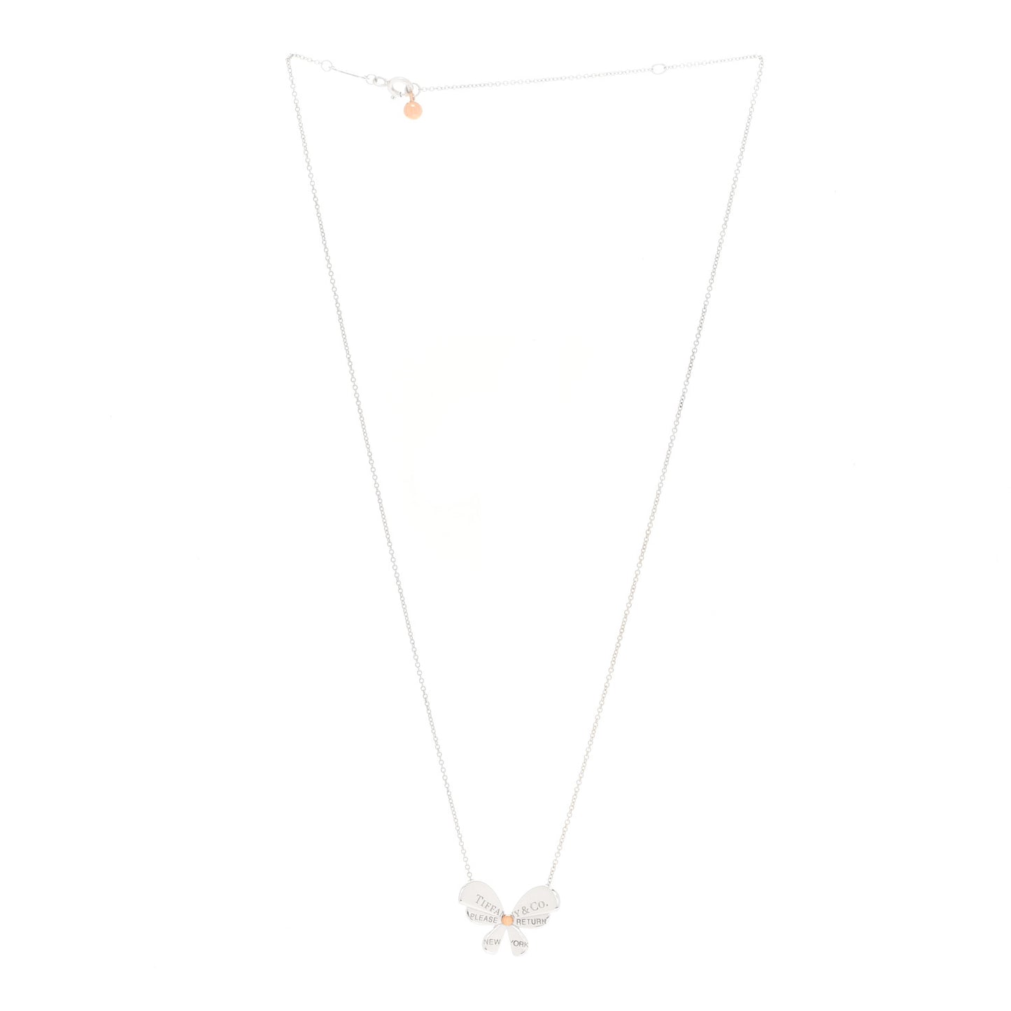 Sterling Silver 18K Rose Gold Return to Tiffany Love Bugs Butterfly Pendant Necklace