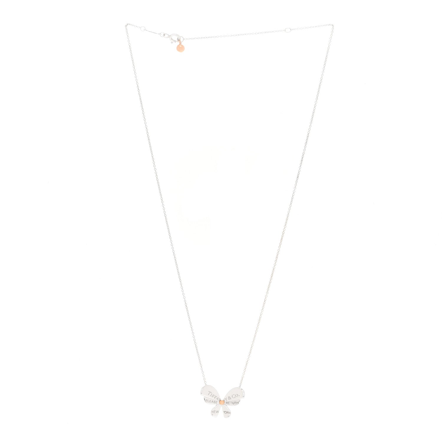 Tiffany Sterling Silver 18K Rose Gold Return to Tiffany Love Bugs Butterfly Pendant Necklace 3 of 6
