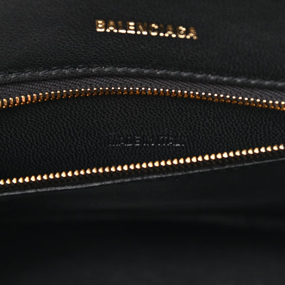 Balenciaga Shiny Calfskin Crocodile Embossed Small Hourglass Top Handle Bag Black 7 of 10