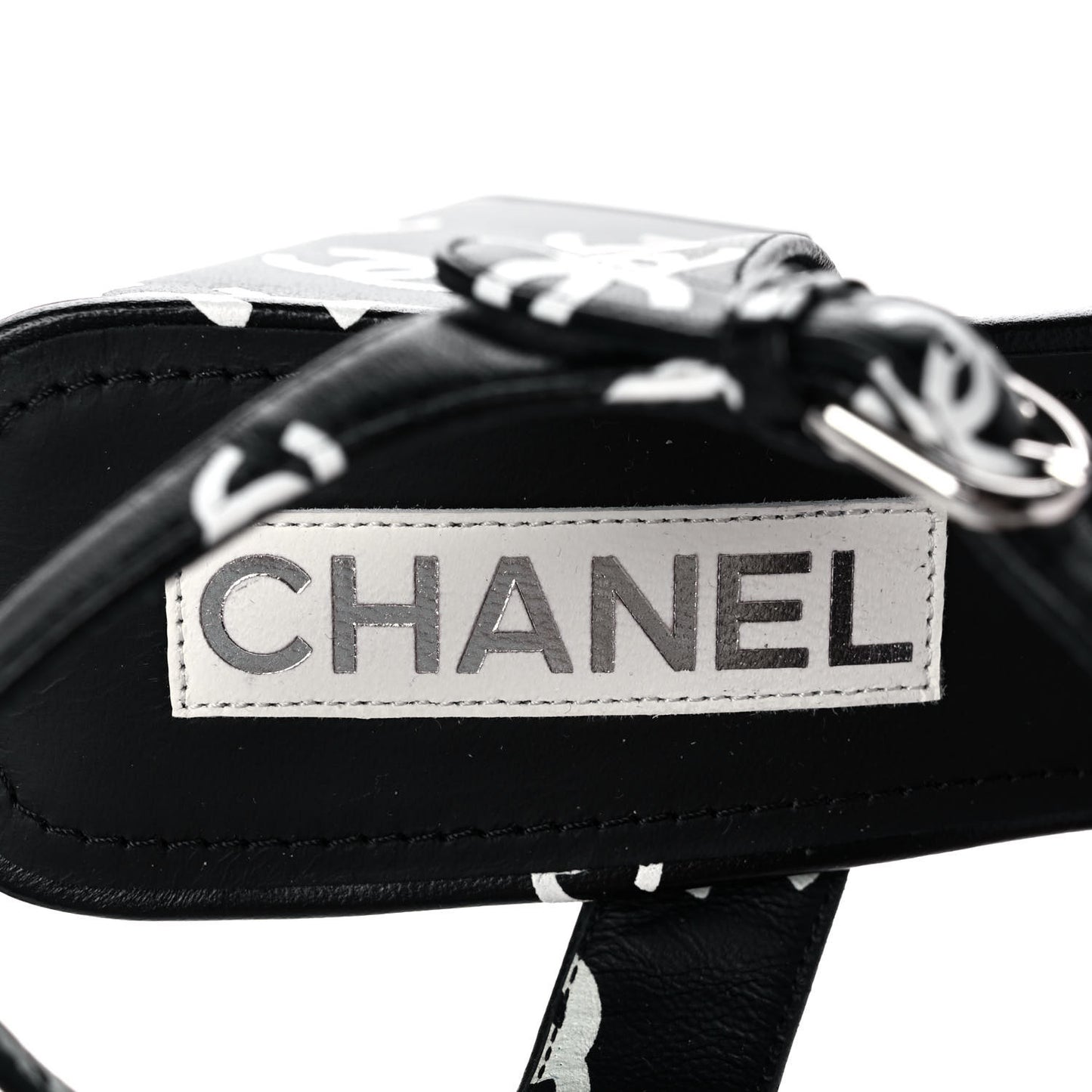 Printed Lambskin Coco Beach Platform Sandals 39 Black White