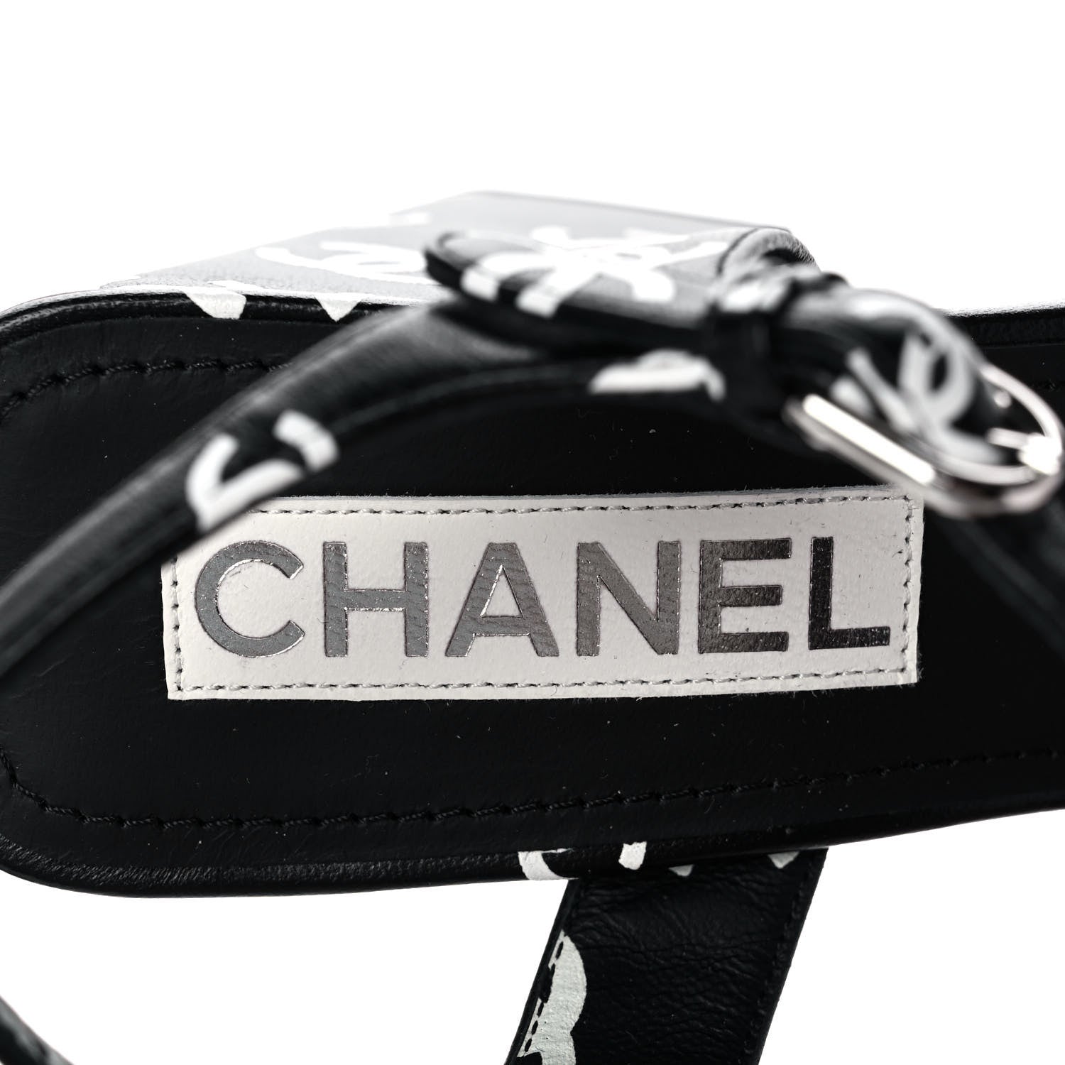 Chanel Printed Lambskin Coco Beach Platform Sandals 39 Black White 7 of 9