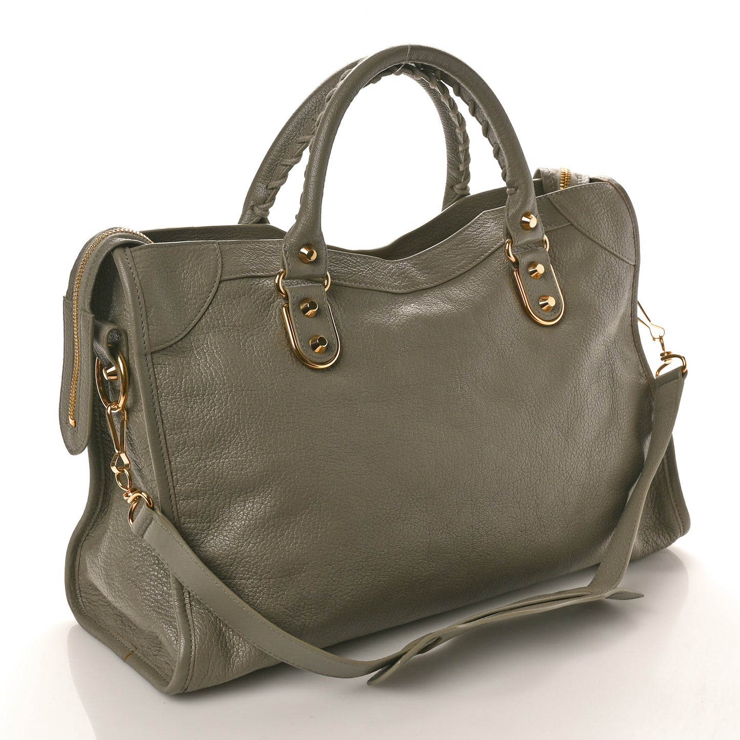 Chevre Gold Metallic Edge Hardware City Gris Taupe