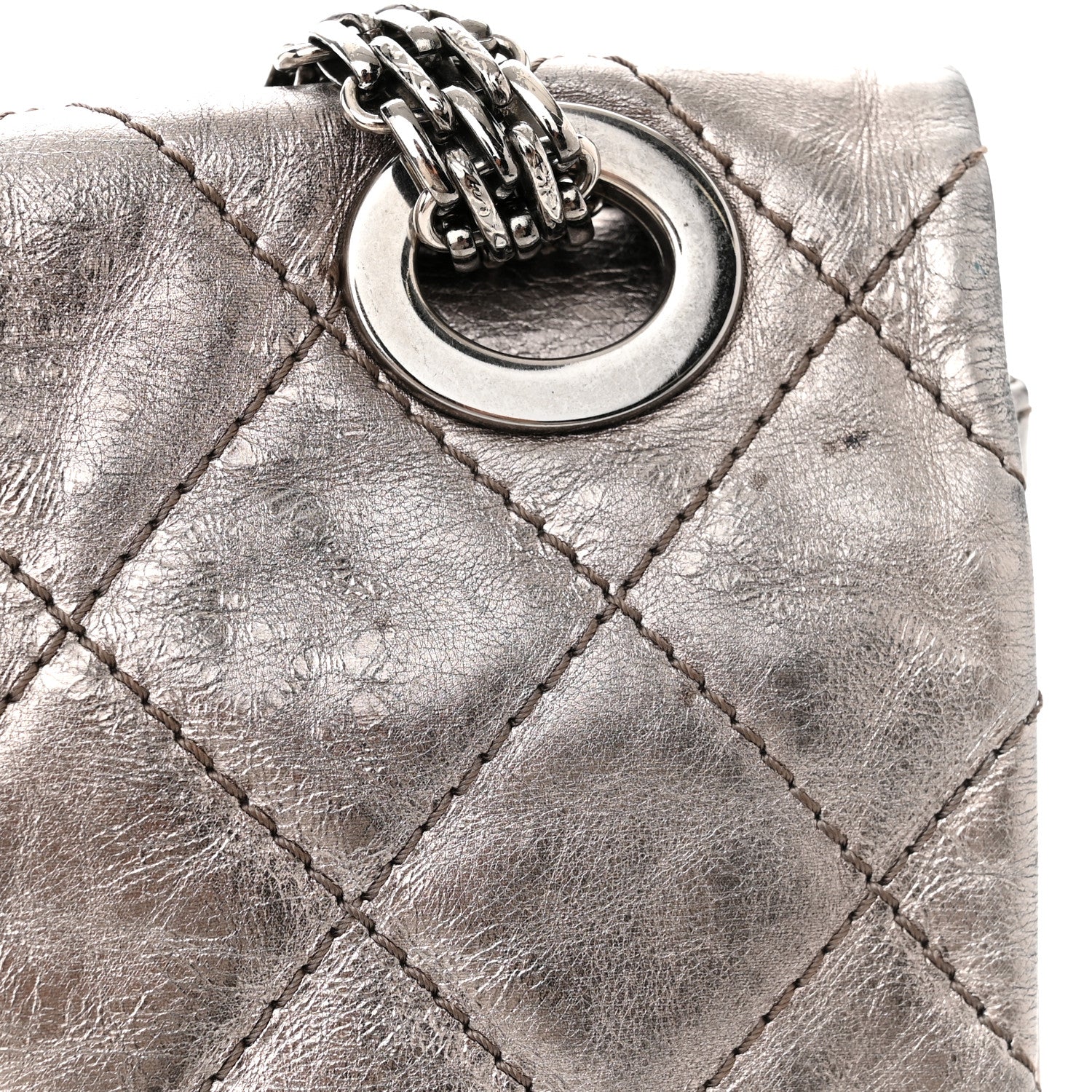 Chanel Metallic Aged Calfskin Quilted 2.55 Reissue 227 Flap Silver 11 of 13
