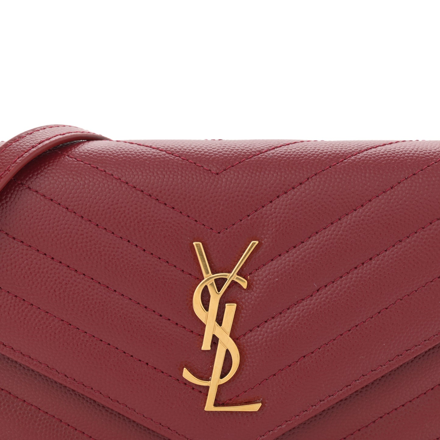 Grain De Poudre Matelasse Chevron Monogram Envelope Chain Wallet Opyum Red