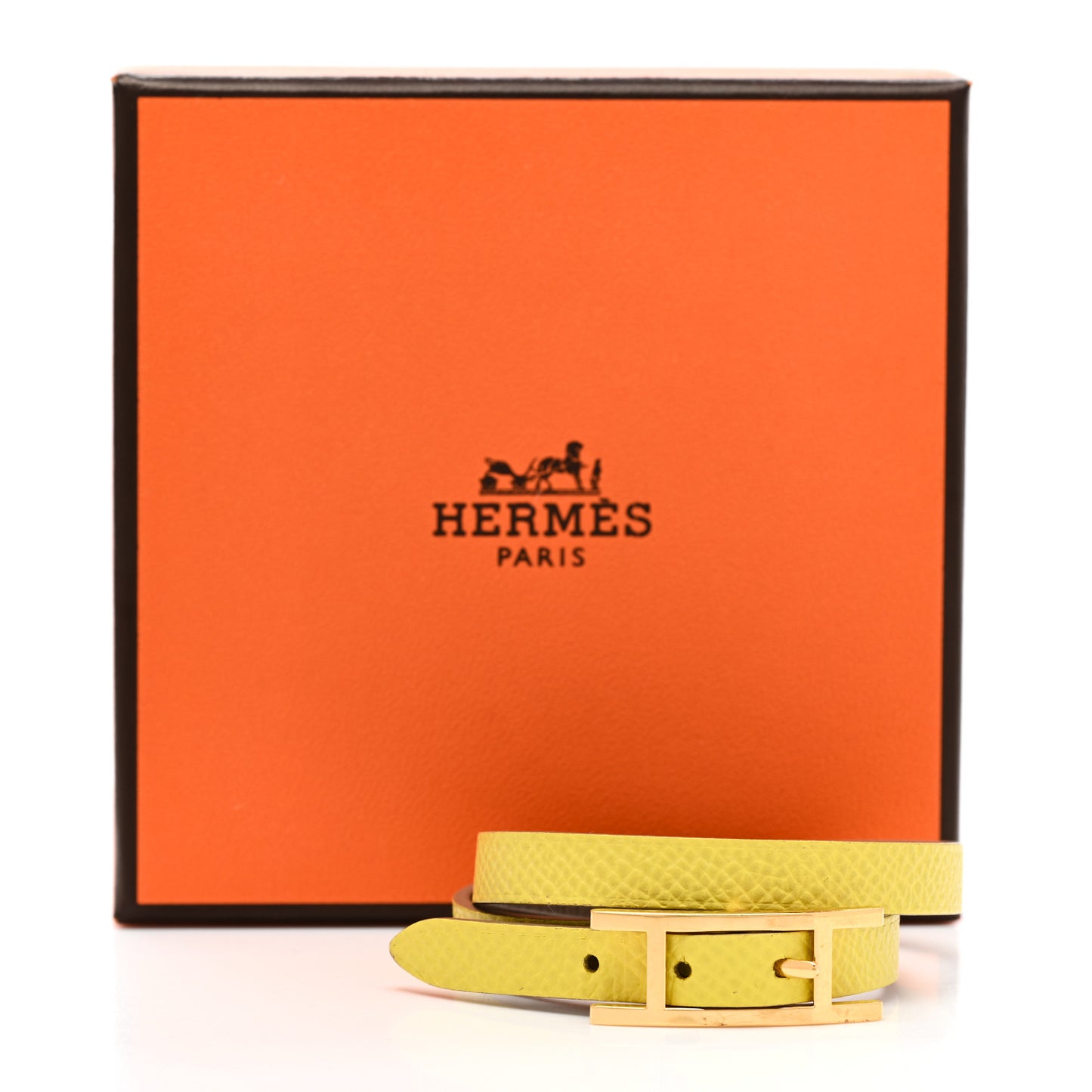 Epsom Swift Behapi Double Tour Bracelet XS Lime Etoupe