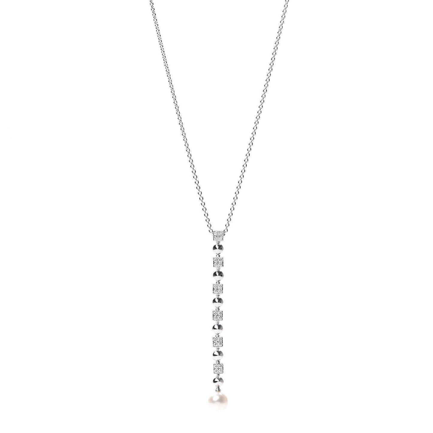 18K White Gold Diamond Pearl Lucea Necklace