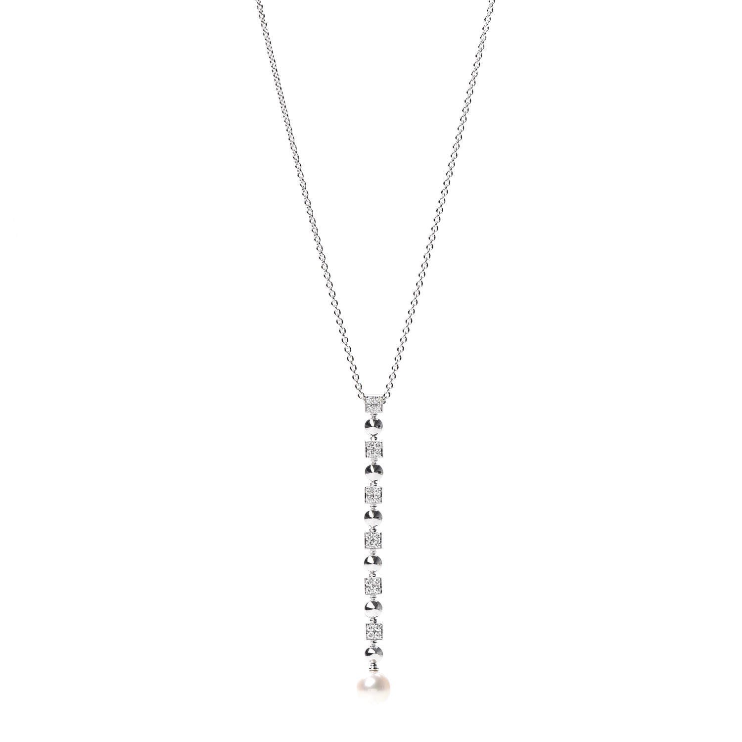 Bulgari 18K White Gold Diamond Pearl Lucea Necklace 1 of 6