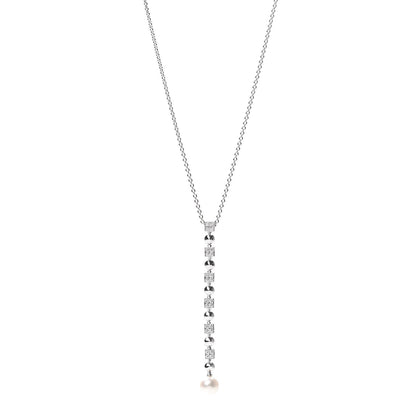 Bulgari 18K White Gold Diamond Pearl Lucea Necklace 1 of 6