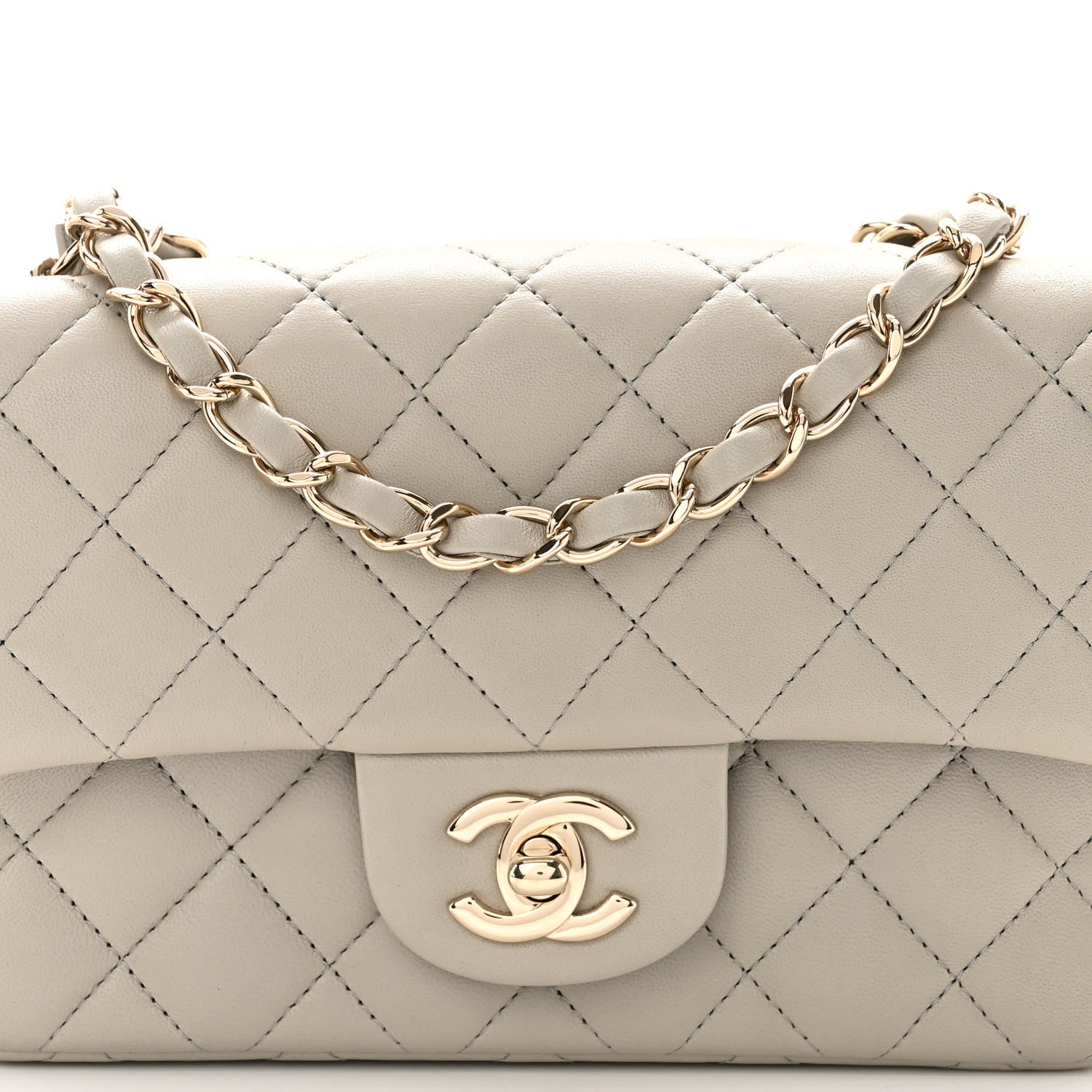 Chanel Lambskin Quilted Mini Rectangular Flap Grey 8 of 10