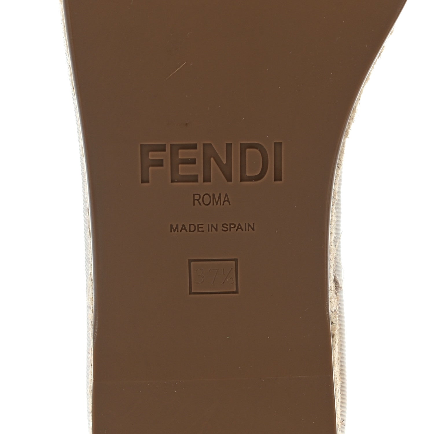 Fendi Nappa FF Embossed Espadrille Platform Sandals 37.5 Snow 7 of 7