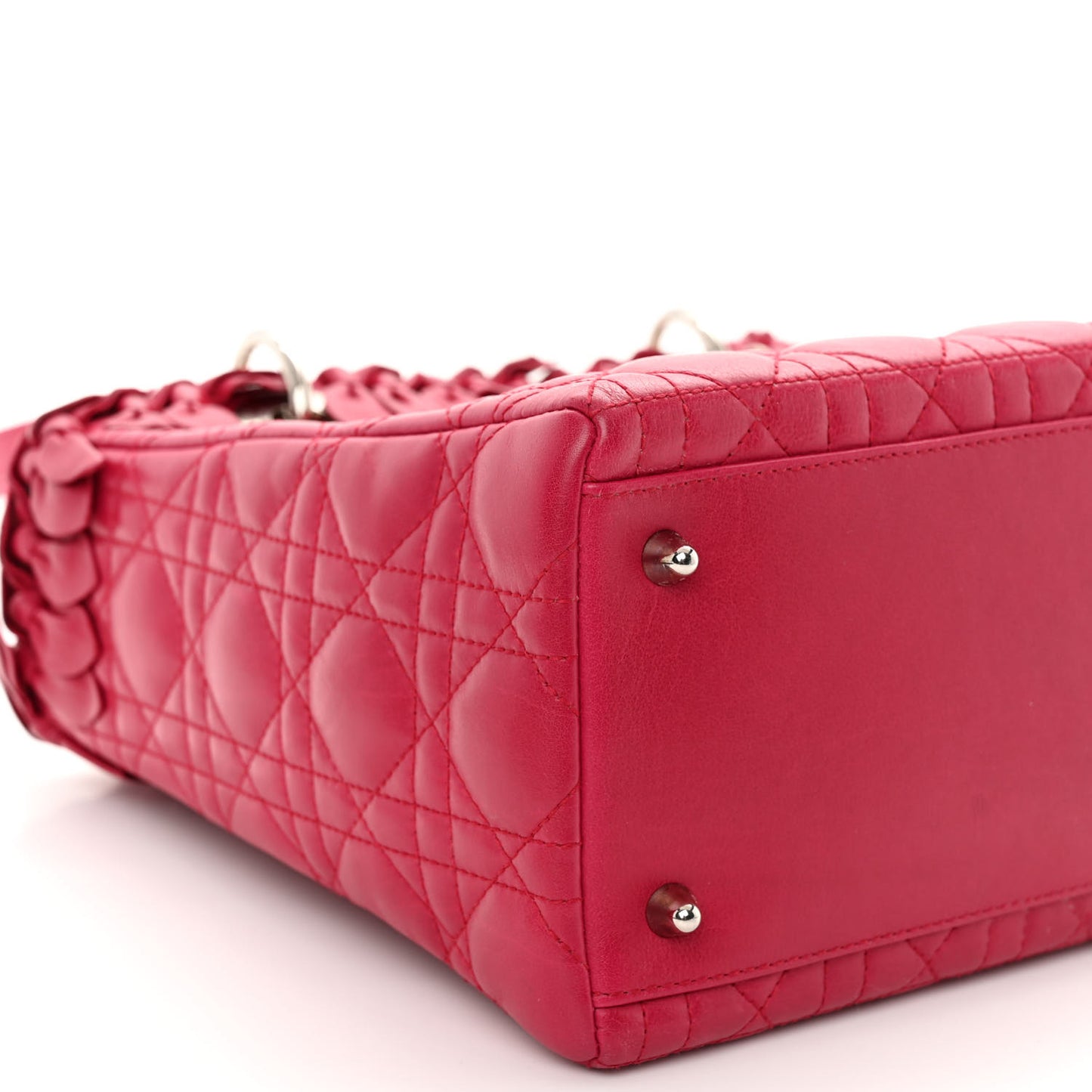 Lambskin Cannage Bow Medium Lady Dior Fuchsia