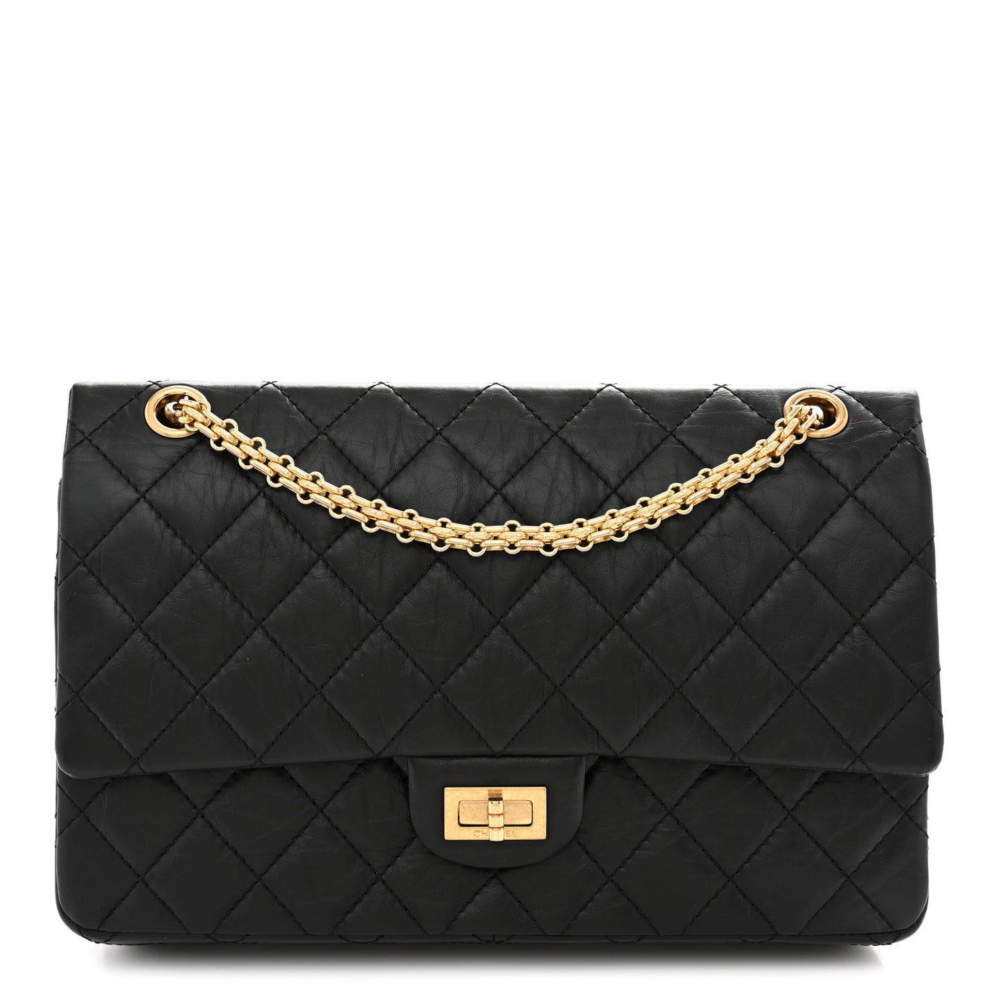Aged Calfskin Quilted 2.55 Reissue 226 Flap Black