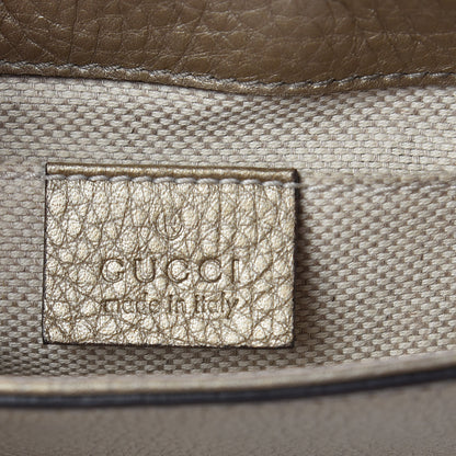 Gucci Metallic Pebbled Calfskin Small Soho Flap Crossbody Golden Beige 6 of 10