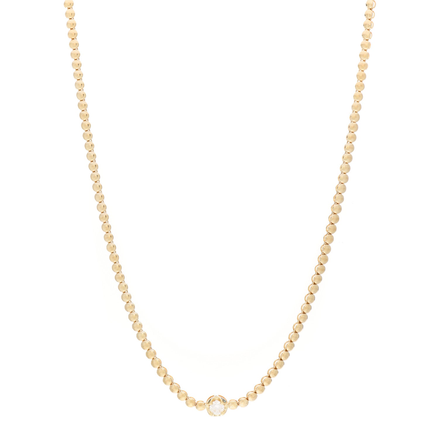 Jennifer Meyer 18K Yellow Gold Diamond Mini Single Bezel Tennis Necklace 1 of 5