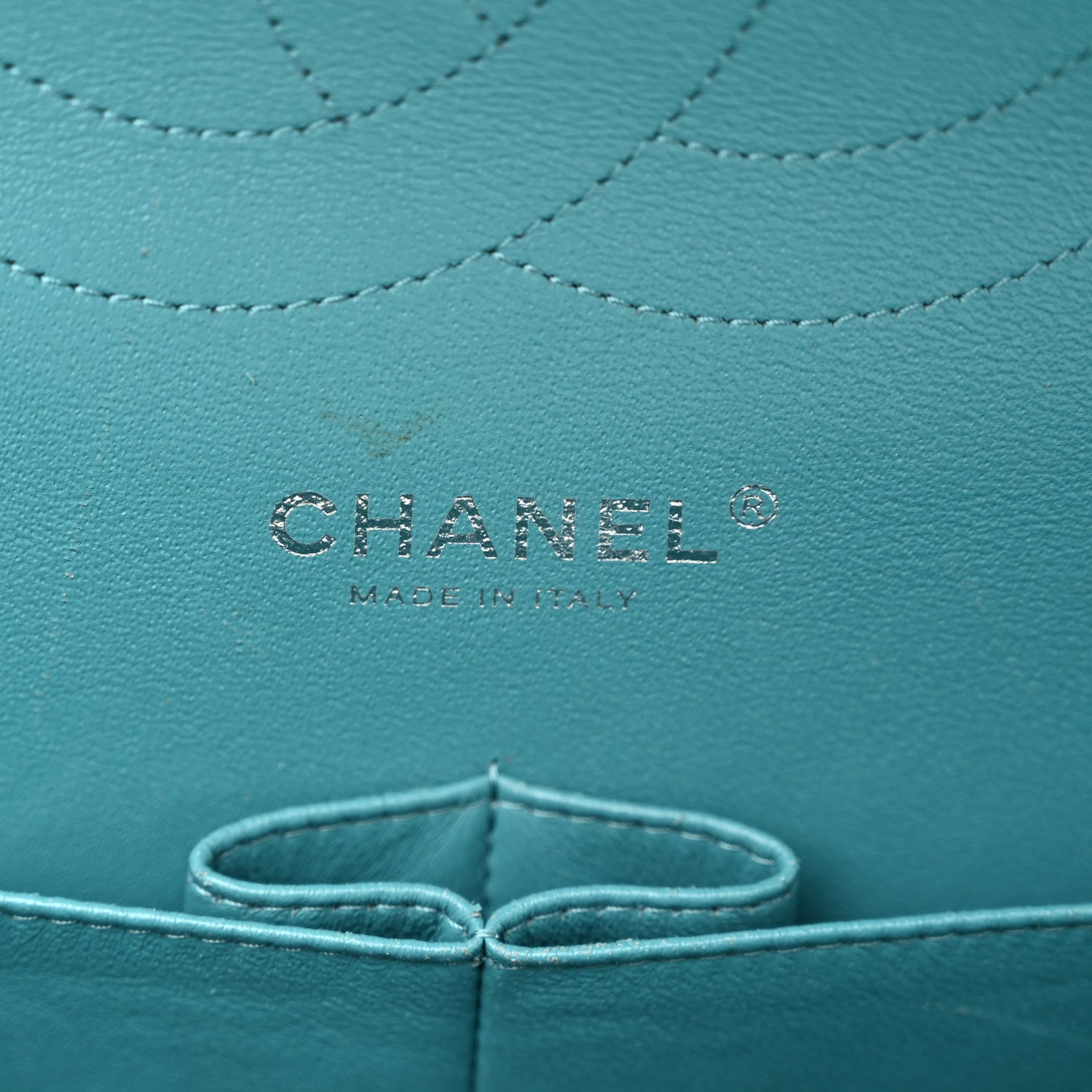 Lambskin Quilted Jumbo Double Flap Turquoise